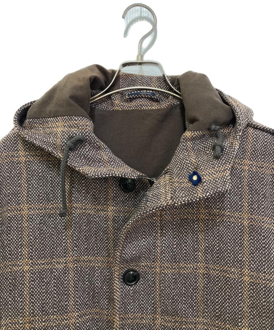 LARDINI ラルディーニ ヘリンボーン フーデッドコート サイズ：48