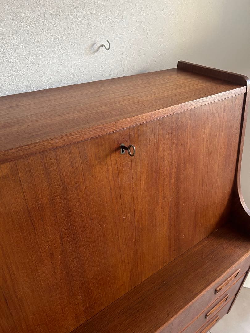 北欧家具 デンマーク ライティングビューロー チェスト 棚 ヴィンテージ チーク