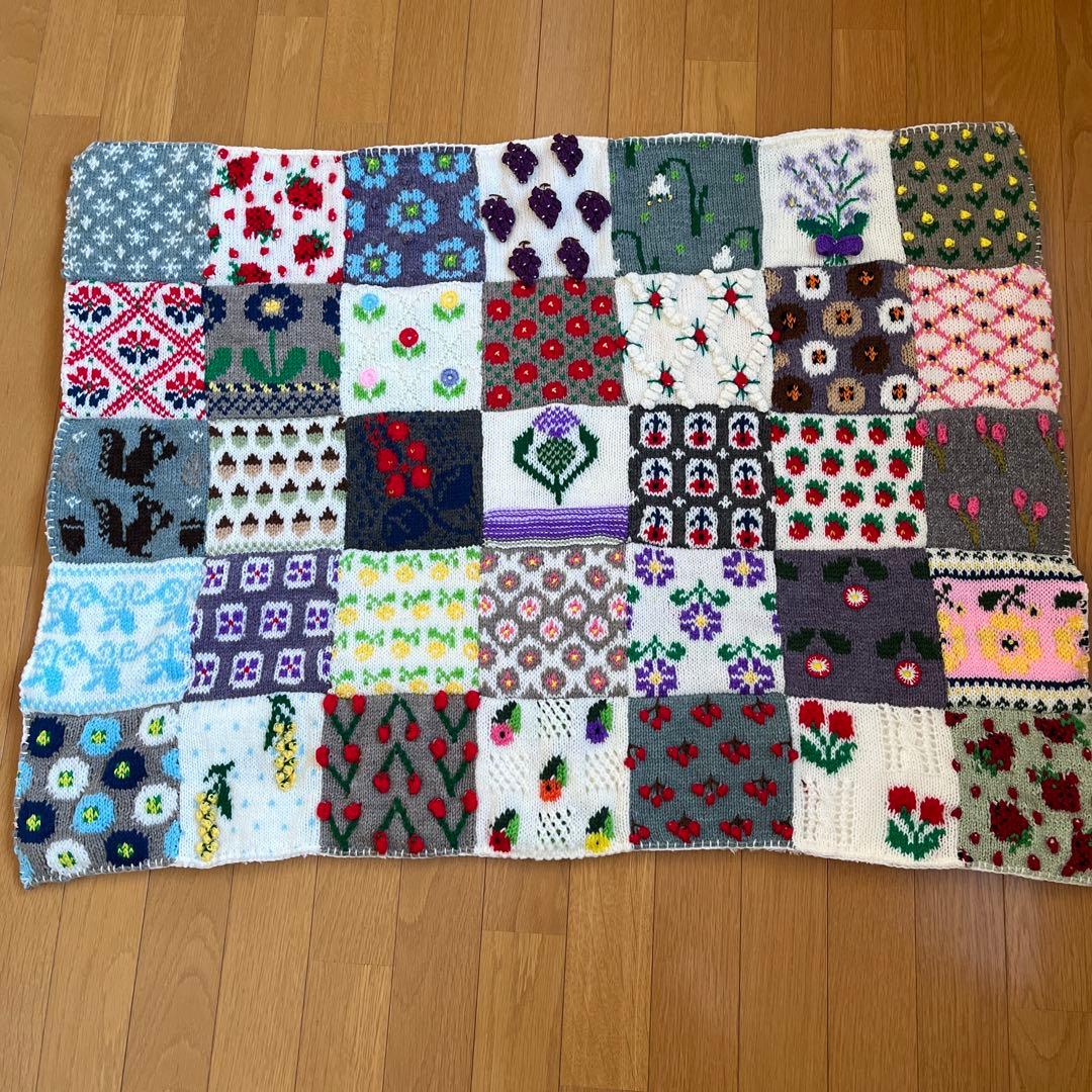 フラワーモチーフのブランケット☆ハンドメイド