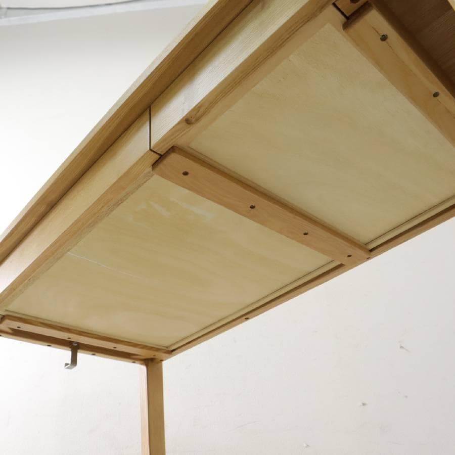 美品 無印良品 タモ材デスク テーブル 学習机 引き出し2杯 フック付き