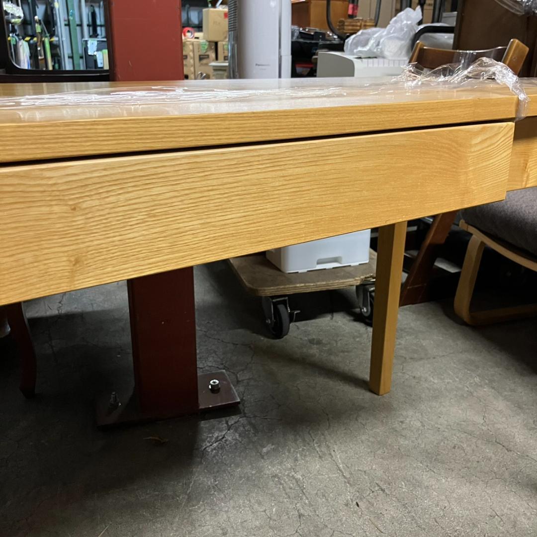 美品 無印良品 タモ材デスク テーブル 学習机 引き出し2杯 フック付き