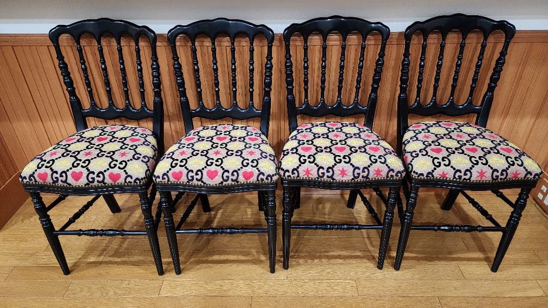 GUCC ④ GGジャガードウッドチェア クラシックスタイル 椅子 グッチ