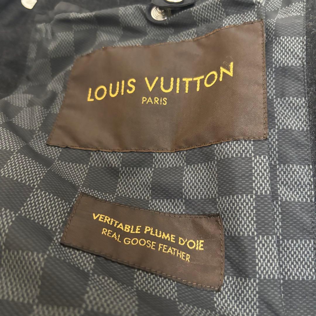 LOUIS VUITTON ブラックデタッチャブル レザー切替ダウンジャケット