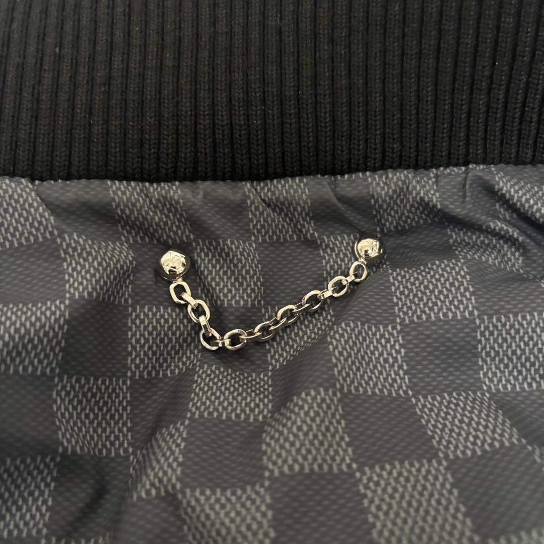 LOUIS VUITTON ブラックデタッチャブル レザー切替ダウンジャケット