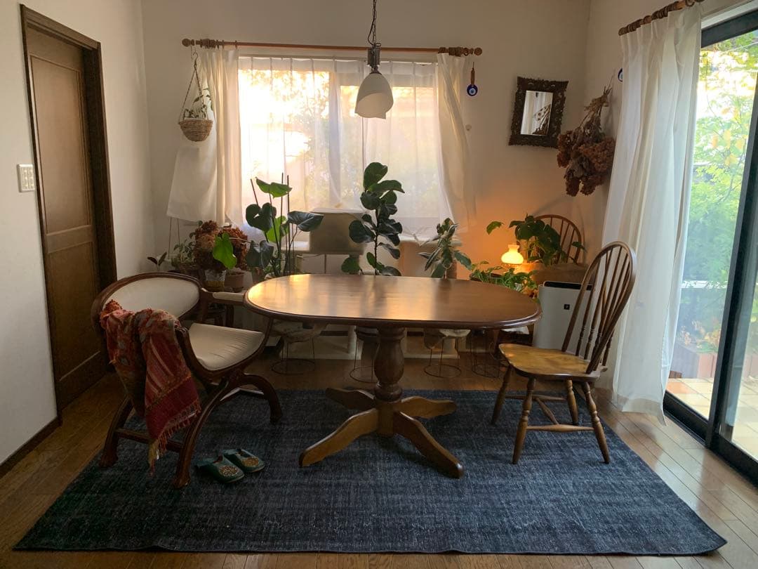 Mom　大判　トルコヴィンテージラグ　ネイビーブラック245×147