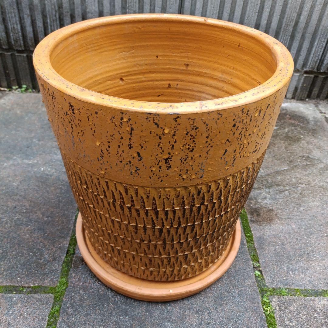 オレンジ色のテラコッタプランター