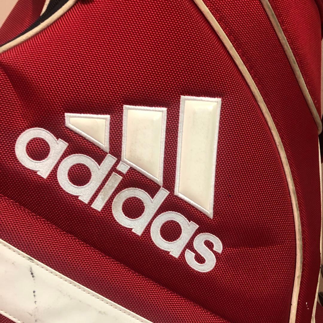 アディダス adidas キャディバッグ レッド フード付き
