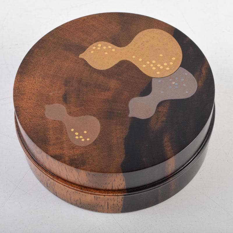 茶道具　正博作　黒柿製　六瓢蒔絵　香合　共布共箱　V　9034