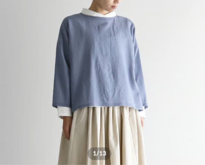 HUIS ウォッシャブルウールワイドプルオーバー（グレイッシュブルー