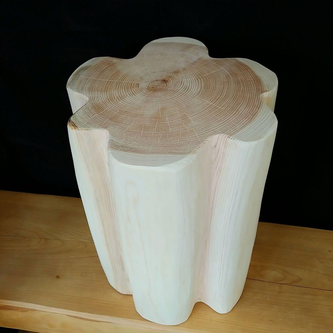 丸太スツール　フリル　ヒノキ