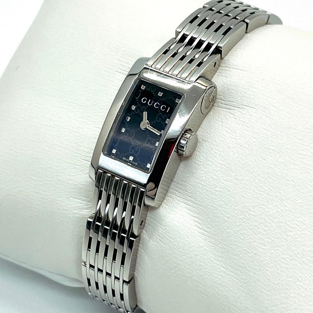 GUCCI Gメトロ レクタンブル 8600Lクオーツ 腕時計 ブラック文字盤