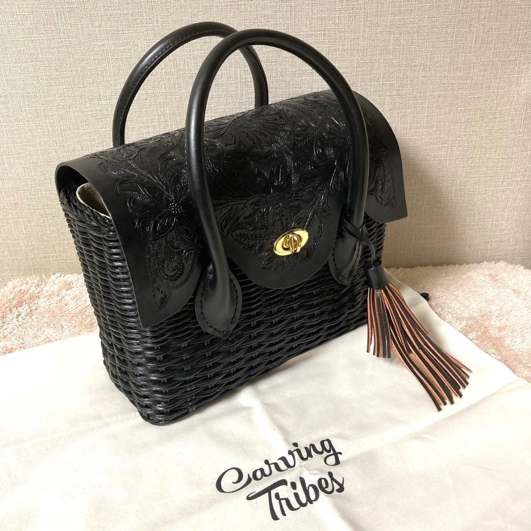 ちーこ　[美品] グレースコンチネンタル　カービングトライブス　かごバッグ