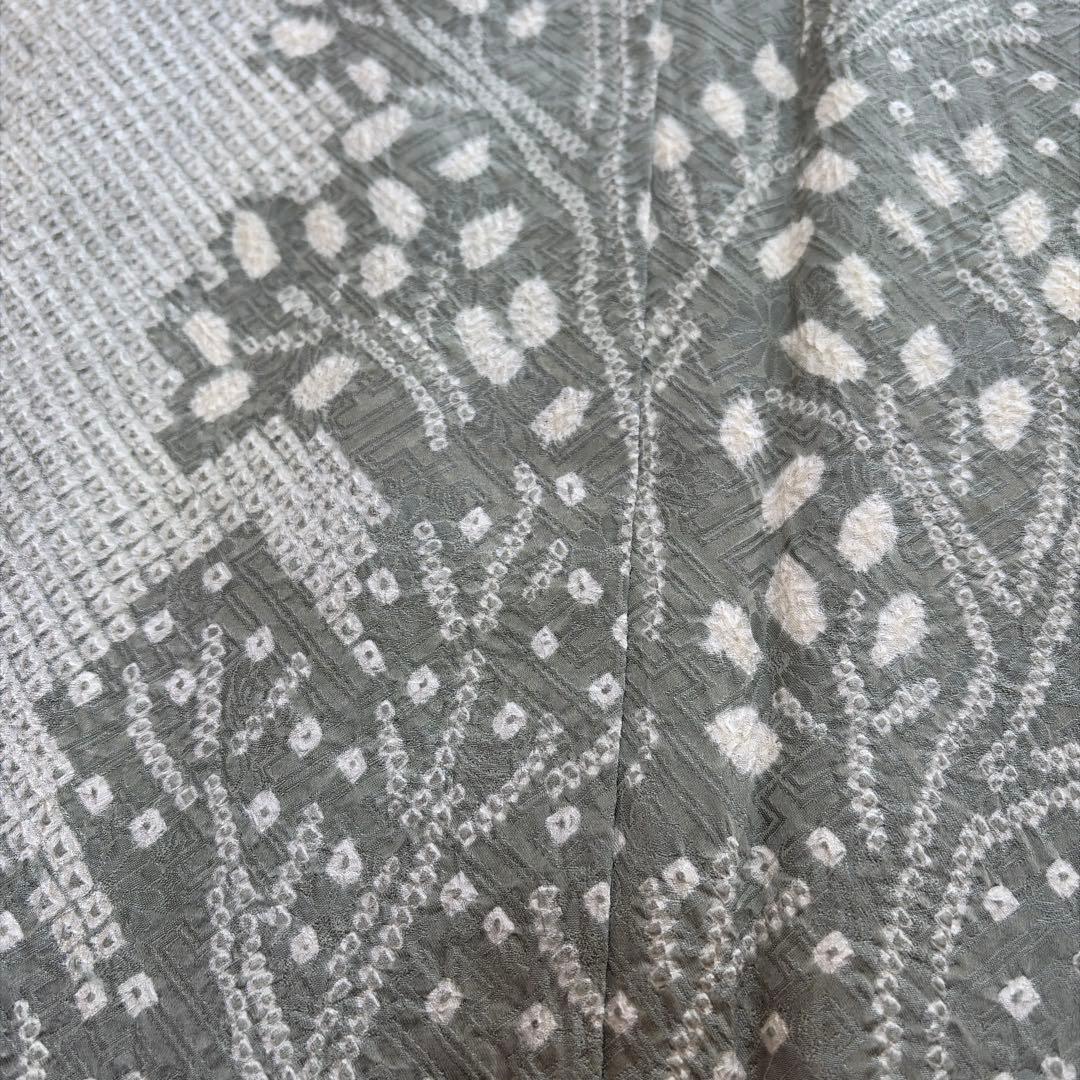 や*ん様 ■E5812■未使用品■正絹■柳鼠色　総絞り　木立柄　袷　訪問着■丈1