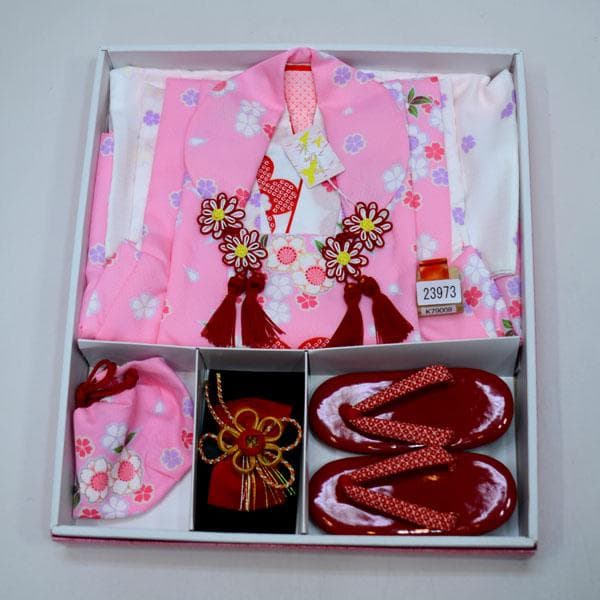 七五三 三歳 女児 被布着物祝着フルセット お仕立て無料 NO23973