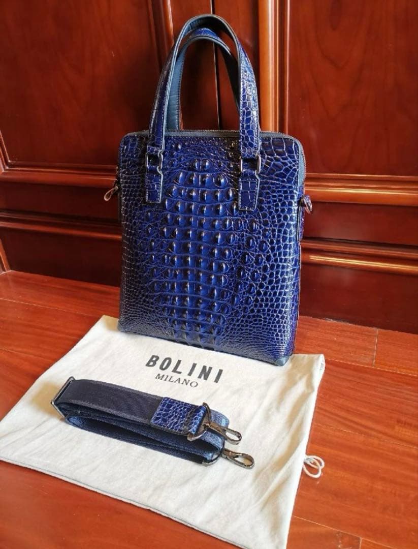 新品未使用★BOLINIトートバッグ★牛革★クロコダイル