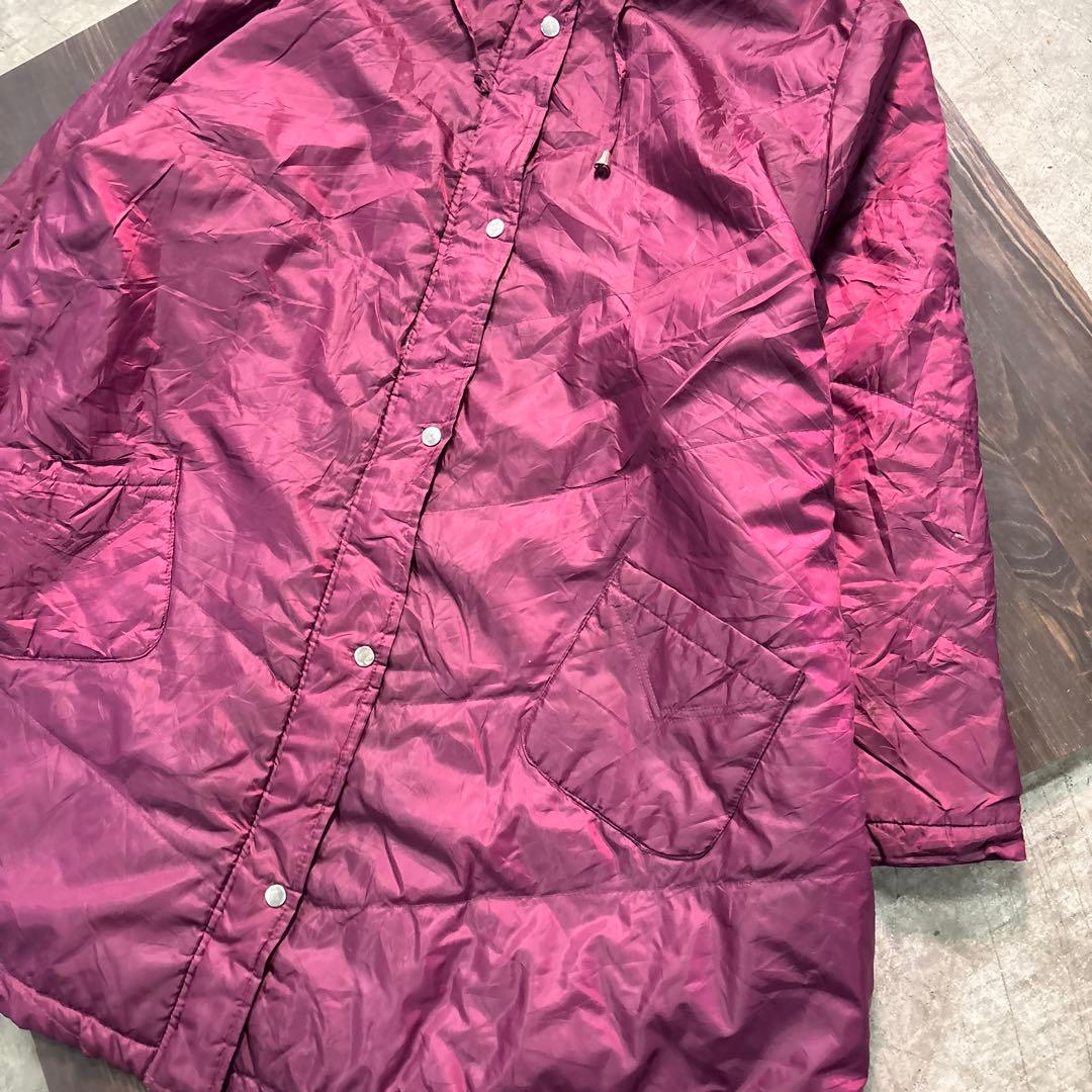 7W7 ベンチコート　ジャケット　ジップアップ　無地　えんじ5L 中綿　古着