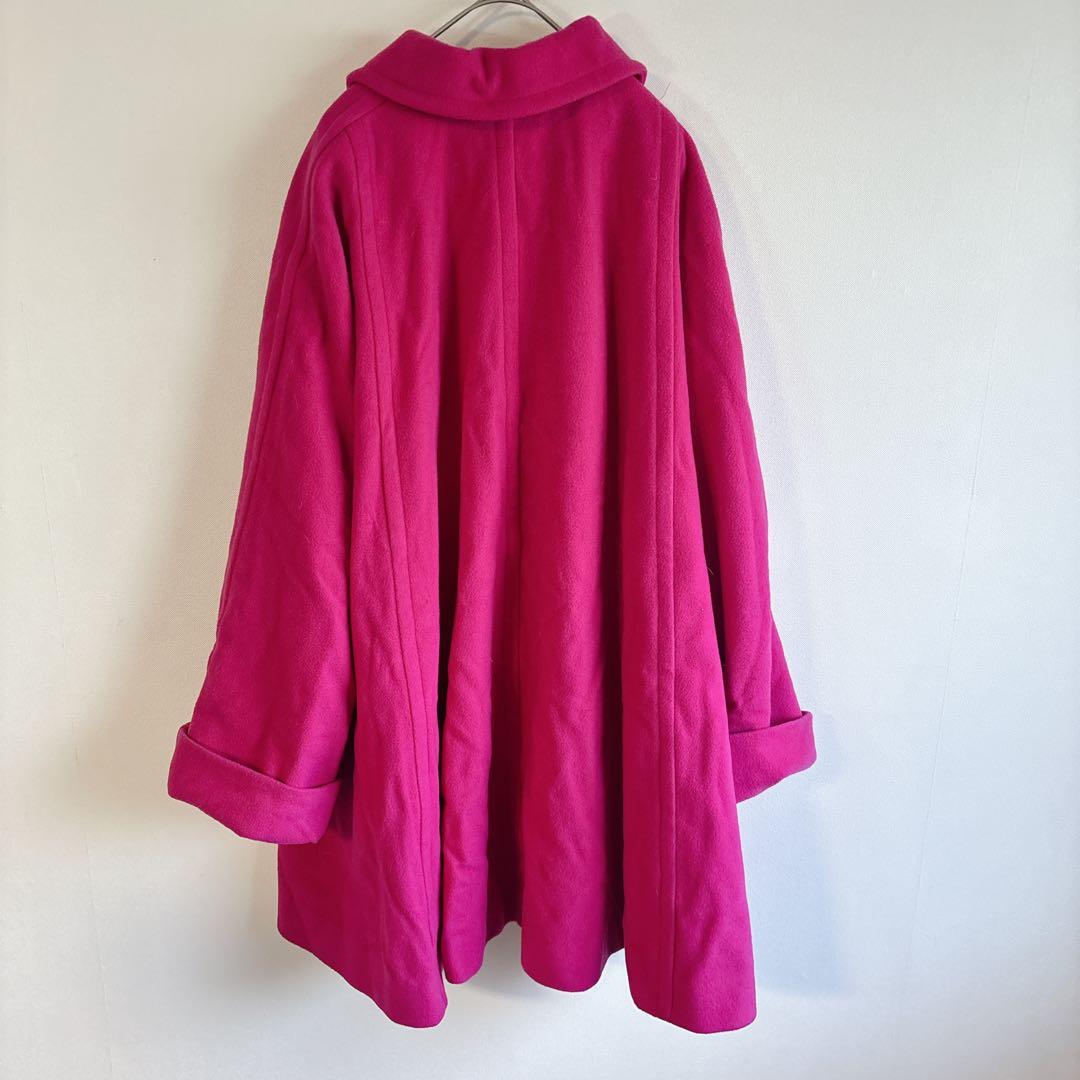 5733フランス製【美品】ステンカラーダブルボタンコート　ラナウール　カシミヤ