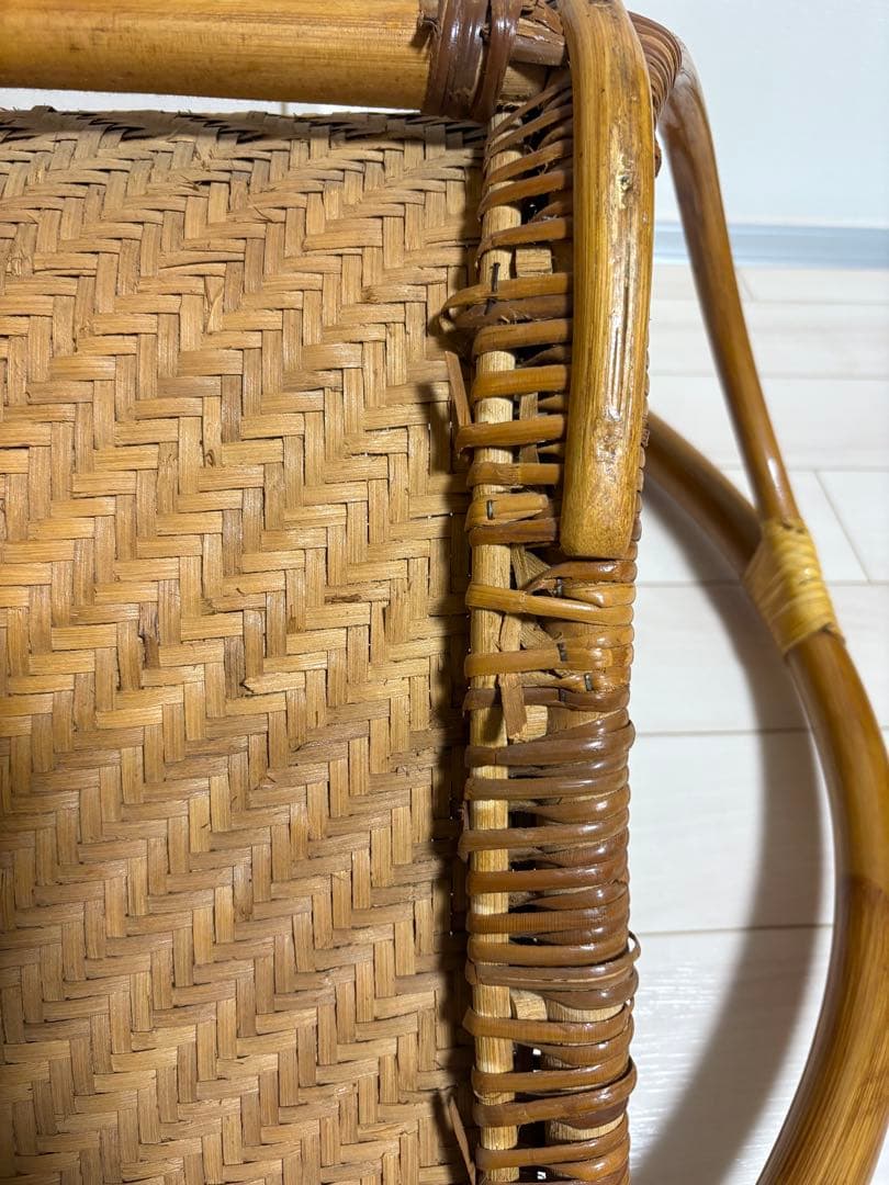 ラタン　丸座椅子　2台セット　アジア　レトロ