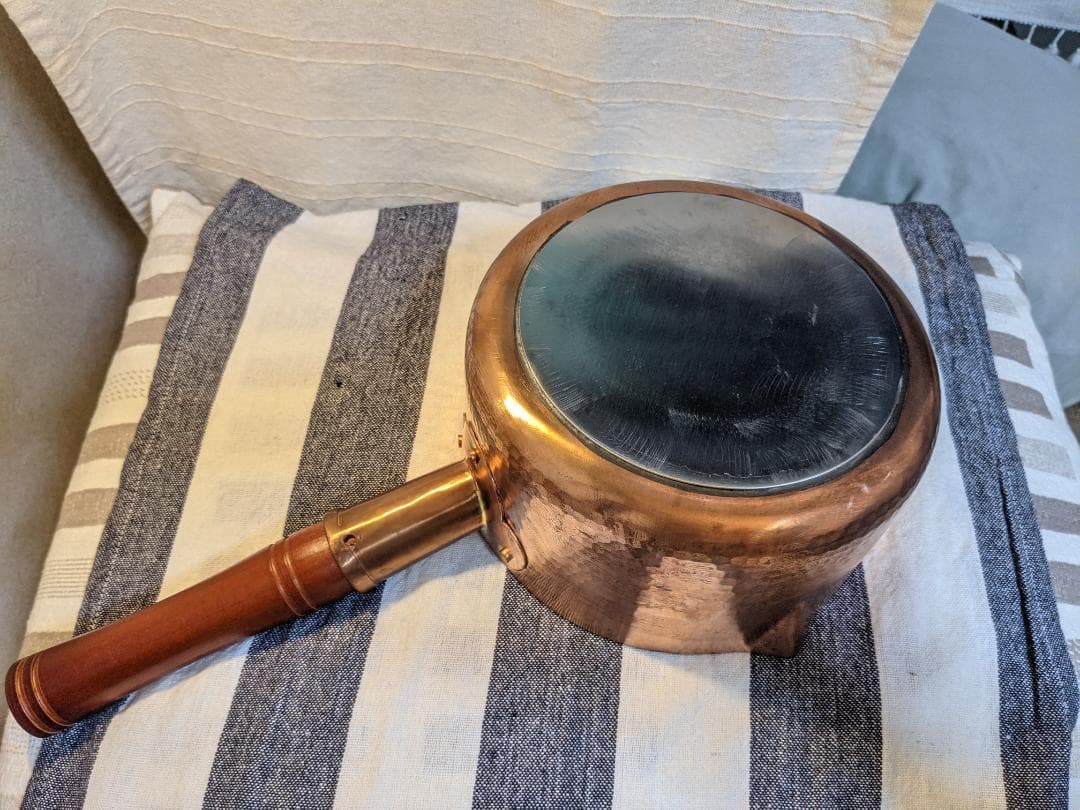 銅製片手鍋 木製ハンドル 【内径18cm】