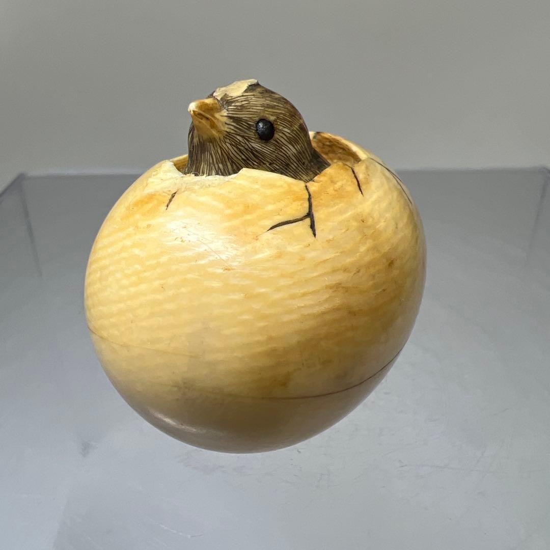 名工光廣在銘　極上ヒヨコからくり根付　32g 東Y8-0114☆2F