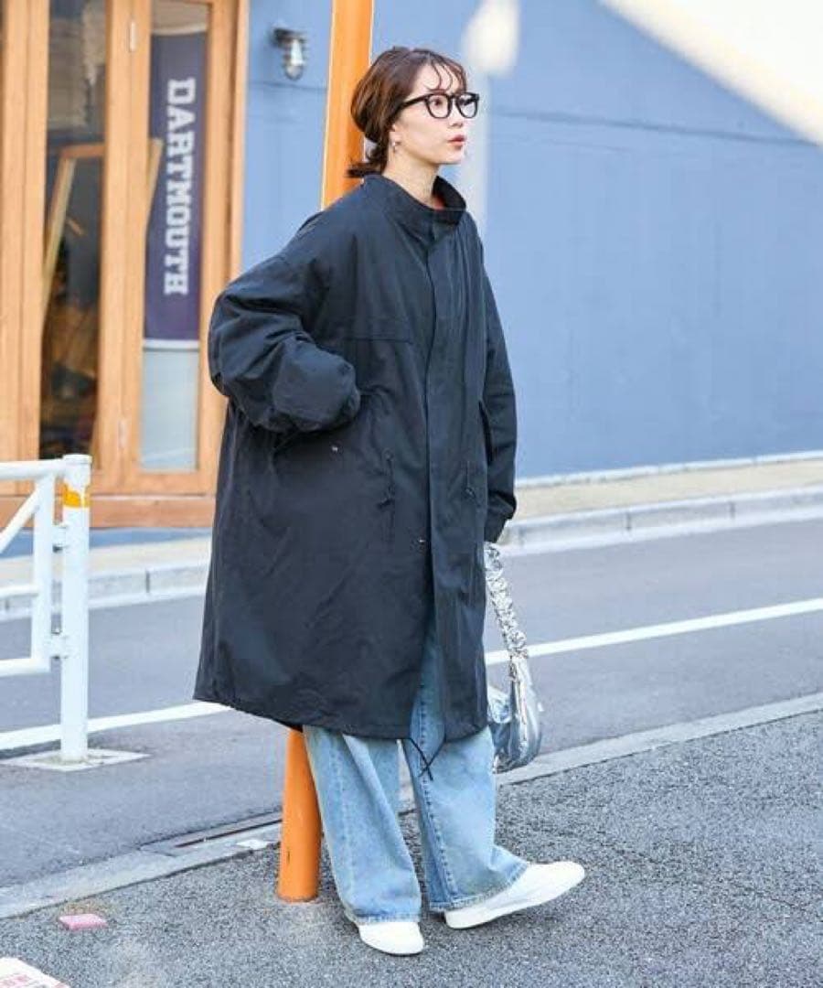 黒 モッズコート フロントポケット付き FREAK'S STORE