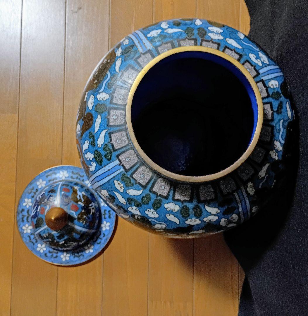 将軍壺　一対　七宝焼き　倣古　置物　中国　大きい　工芸品　インテリア