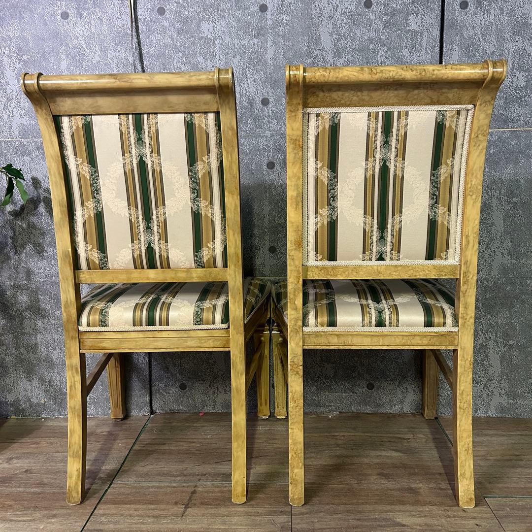 トトロ꧁イタリア製꧂ダイニングチェア2脚 ストライプ ヨーロッパ 食卓椅子