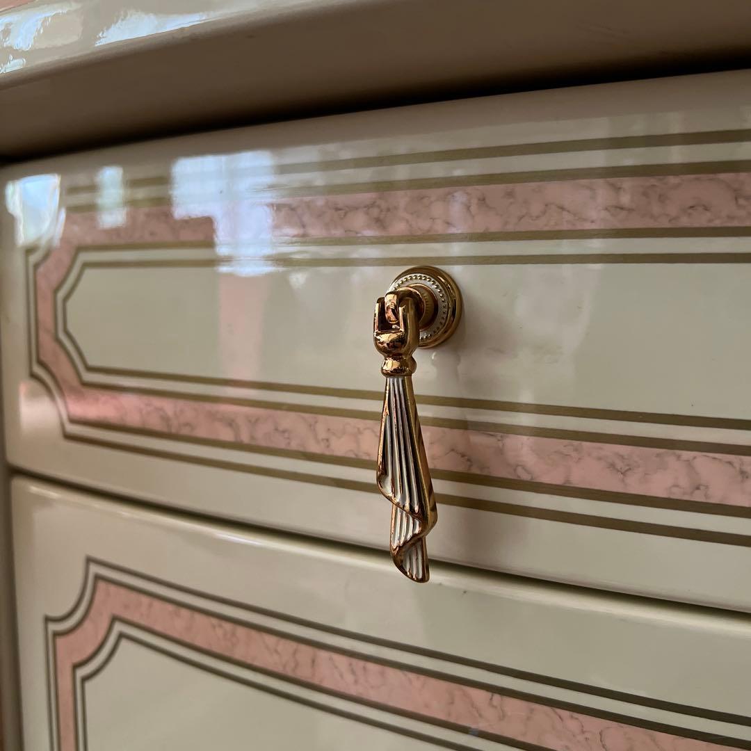 k411r120 イタリア製 ロココ調ドレッサー・チェアセット 姫系 白家具