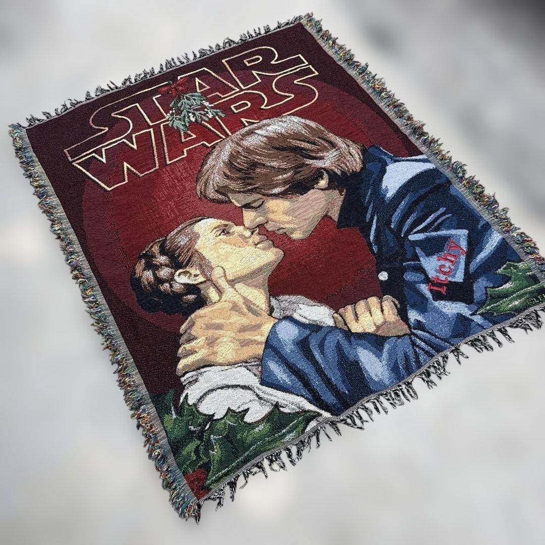 スターウォーズ　ハンソロ　レイア姫　ブランケット　ラグ　144x120