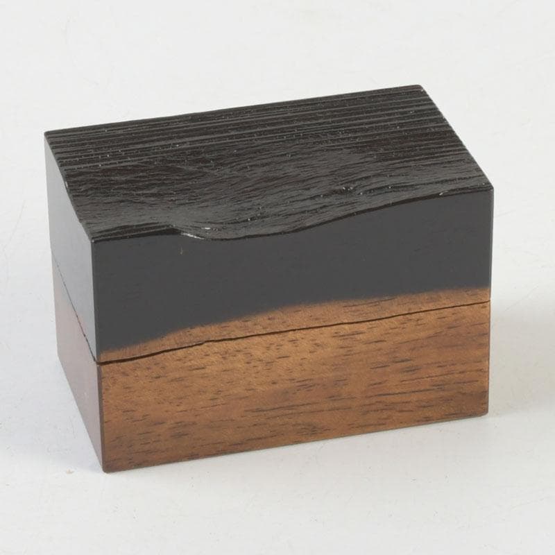 茶道具　加賀蒔絵師　国本勝彦作　黒柿　竹林蒔絵　割香合　共箱　V　9846