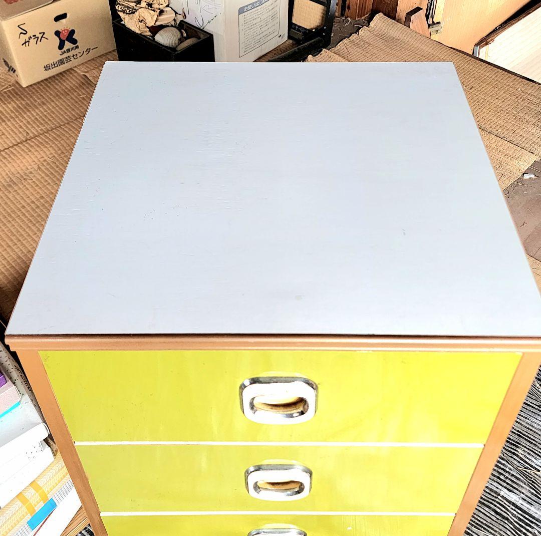 【昭和レトロ】レトロポップ_チェスト/箪笥/5段引き出し(黄緑)