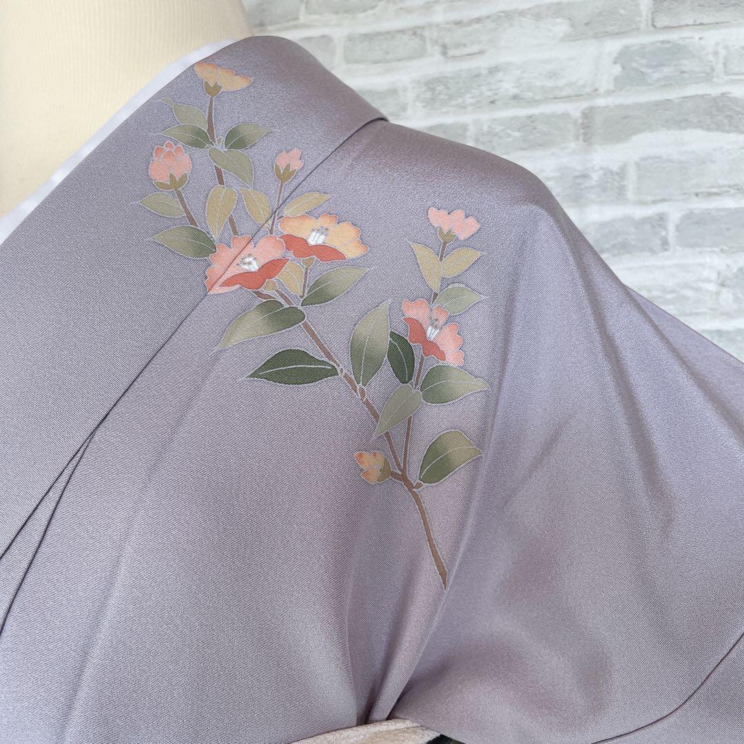 訪問着　フルセット　友禅　虫喰い　花器　落款　椿の枝　入学式　卒業式　着物　P4