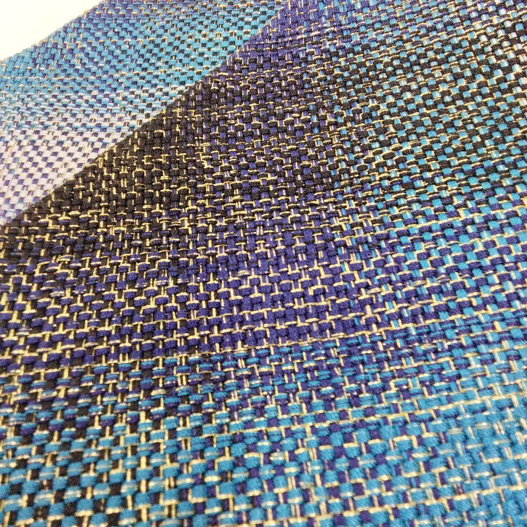 本手組細帯 風繭結 半幅帯　金糸 ブルー　組工房まえだ　 西陣　　 #4948