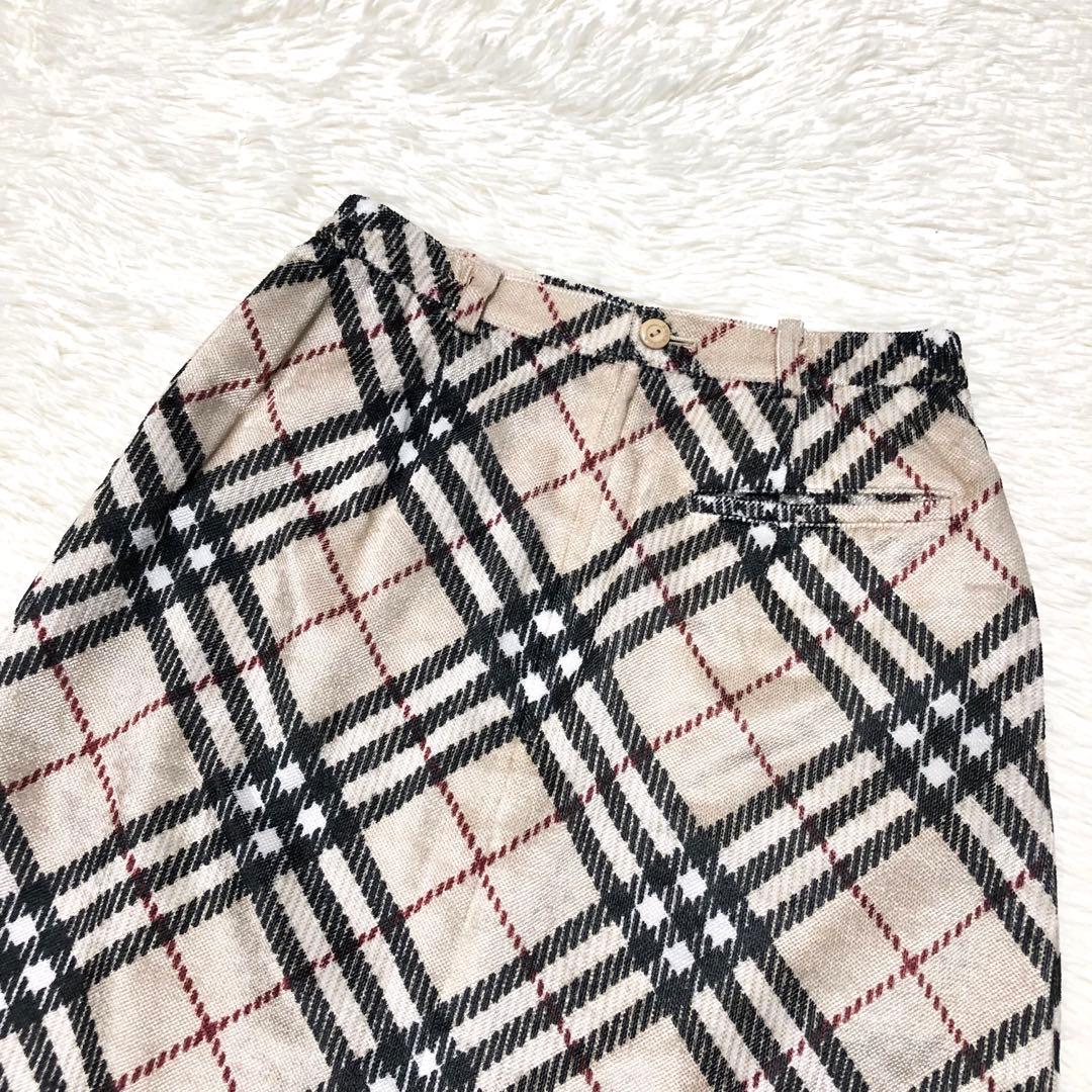 美品✨バーバリー ゴルフ スカート ひざ丈 ノバチェック ベージュ