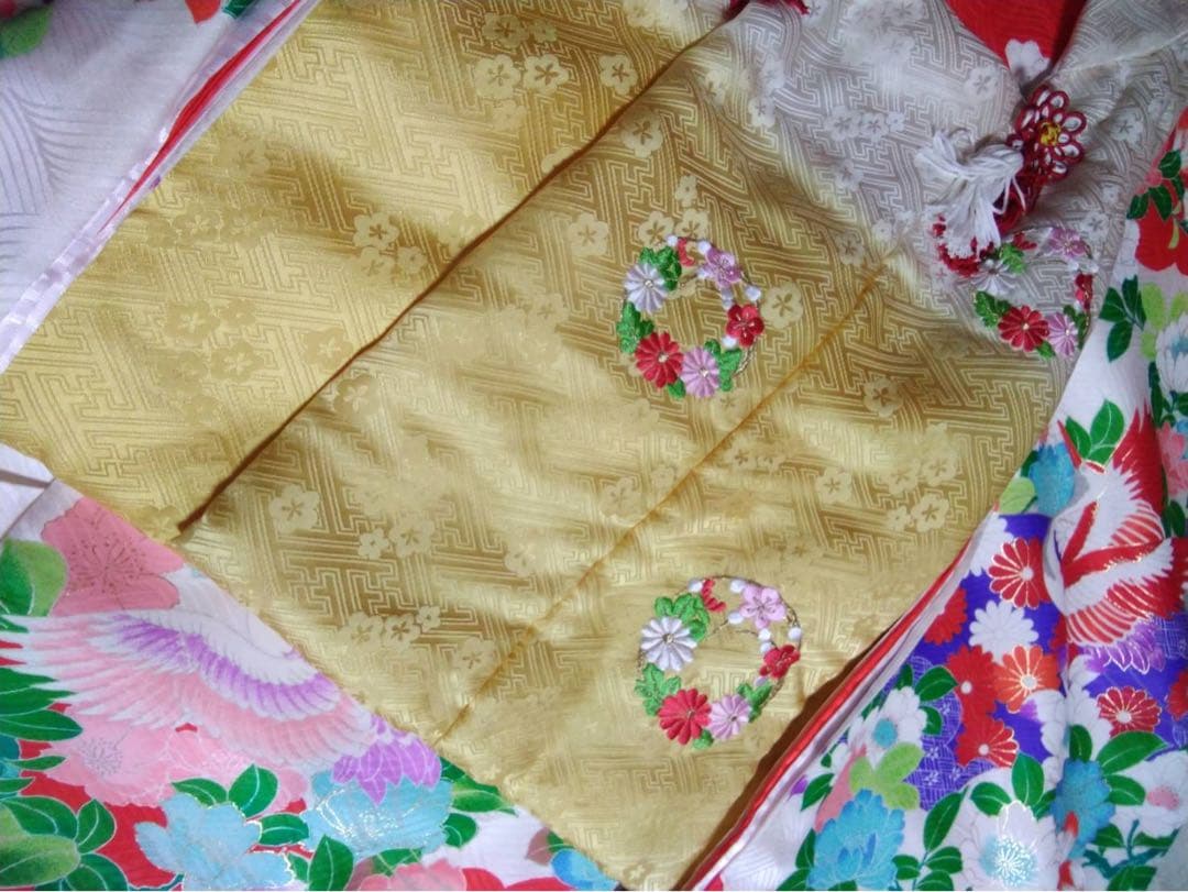 3歳向け・表側正絹のお着物と正絹お被覆のセット