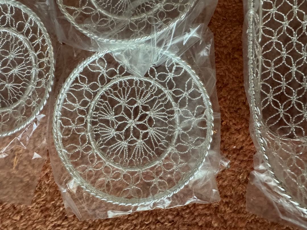 未使用 銀座和光 銀細工 おしぼりトレイ おしぼり入れ コースター 各5個