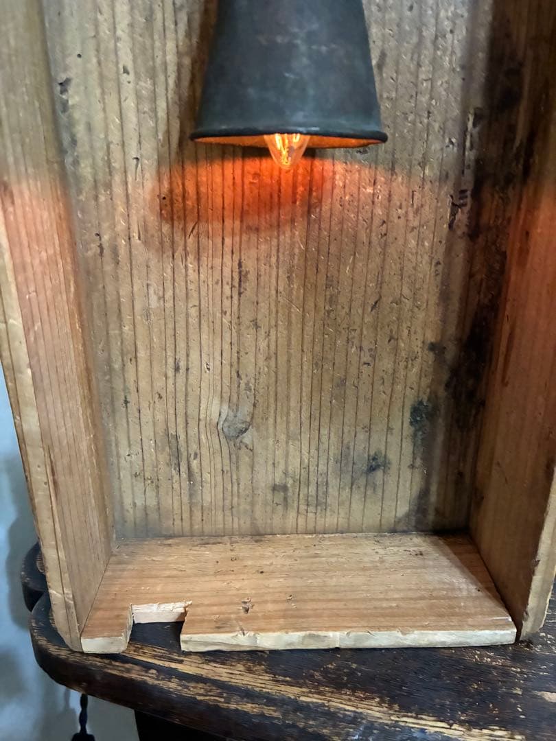 古道具 ライト 置き型 照明 古材 木箱 古雑貨