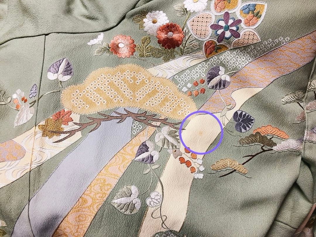 リクエスト価格に変更済み　蘇州刺繍スワトウ刺繍訪問着宝尽くし橘正絹　裄丈69cm