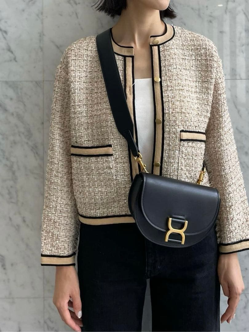 TOMORROWLAND ニットコンビツイード クルーネックジャケット