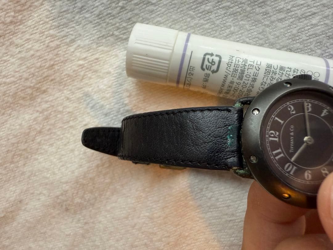 希少　Tiffany & Co. ブラックレザー時計