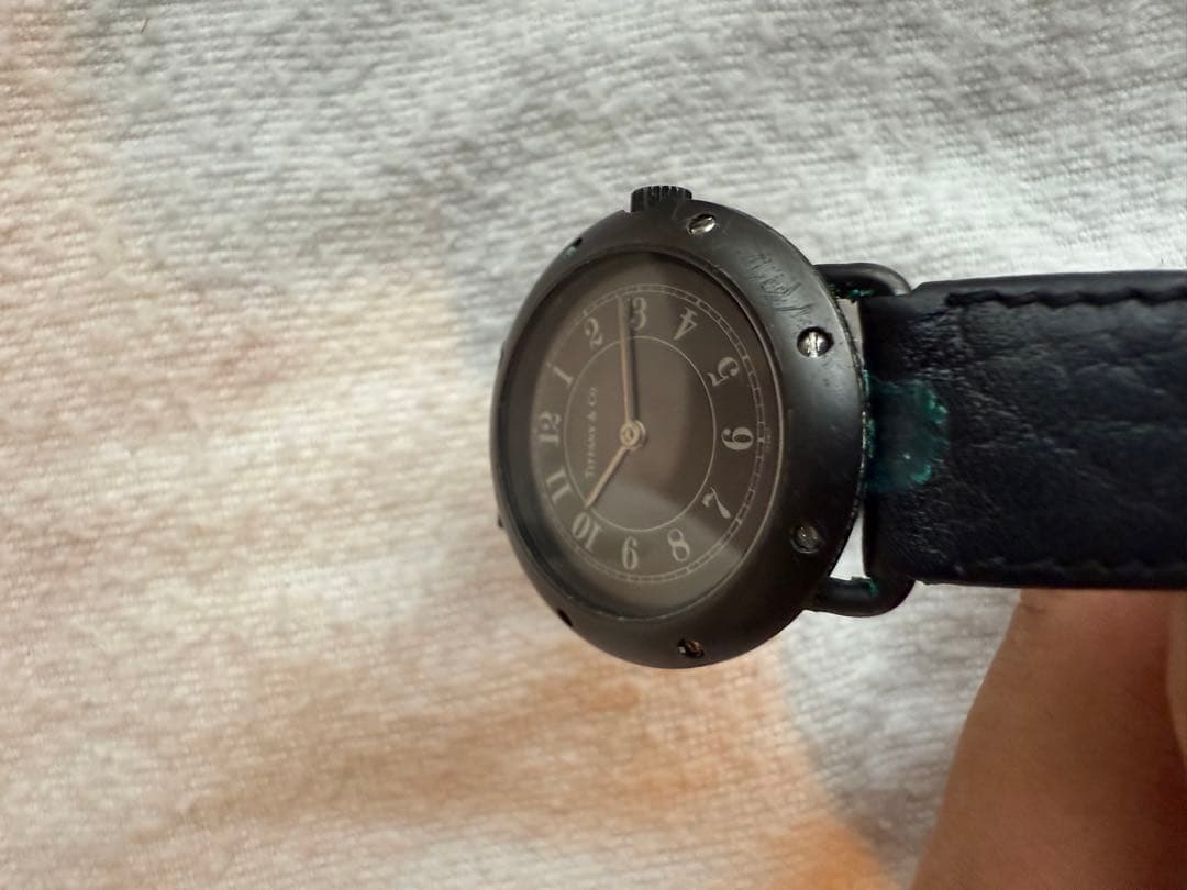 希少　Tiffany & Co. ブラックレザー時計