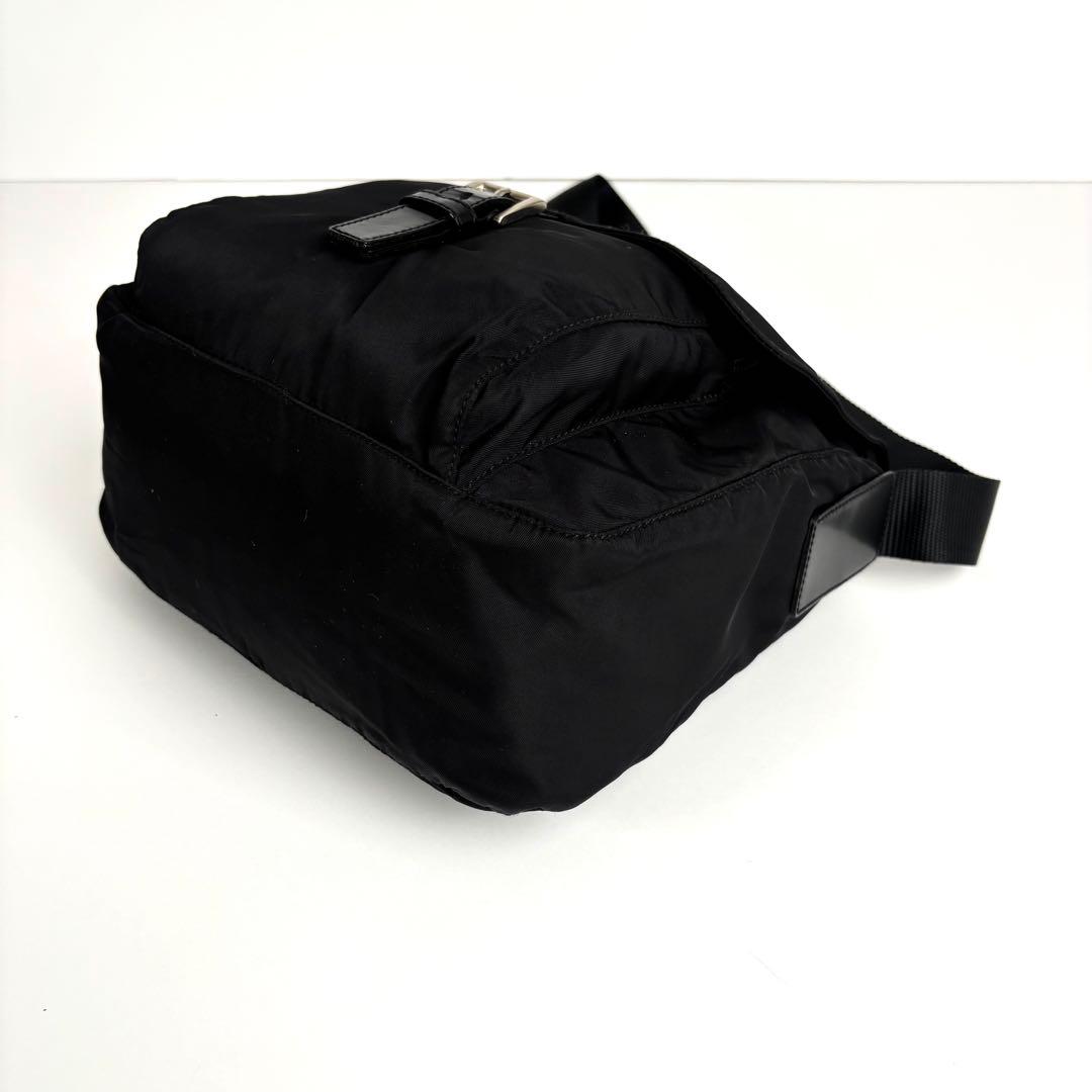 極美品 PRADA プラダ ショルダーバッグ テスートナイロン レザー ブラック