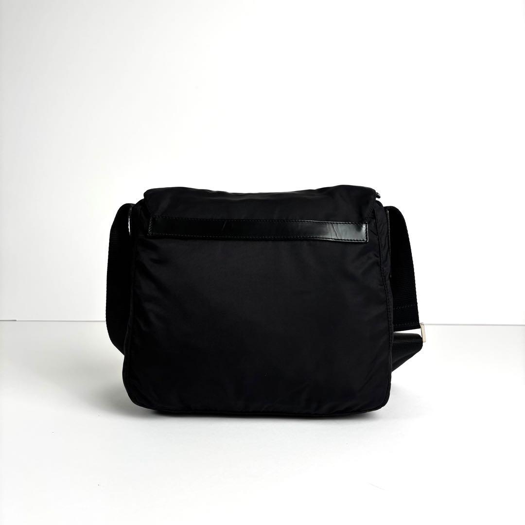 極美品 PRADA プラダ ショルダーバッグ テスートナイロン レザー ブラック