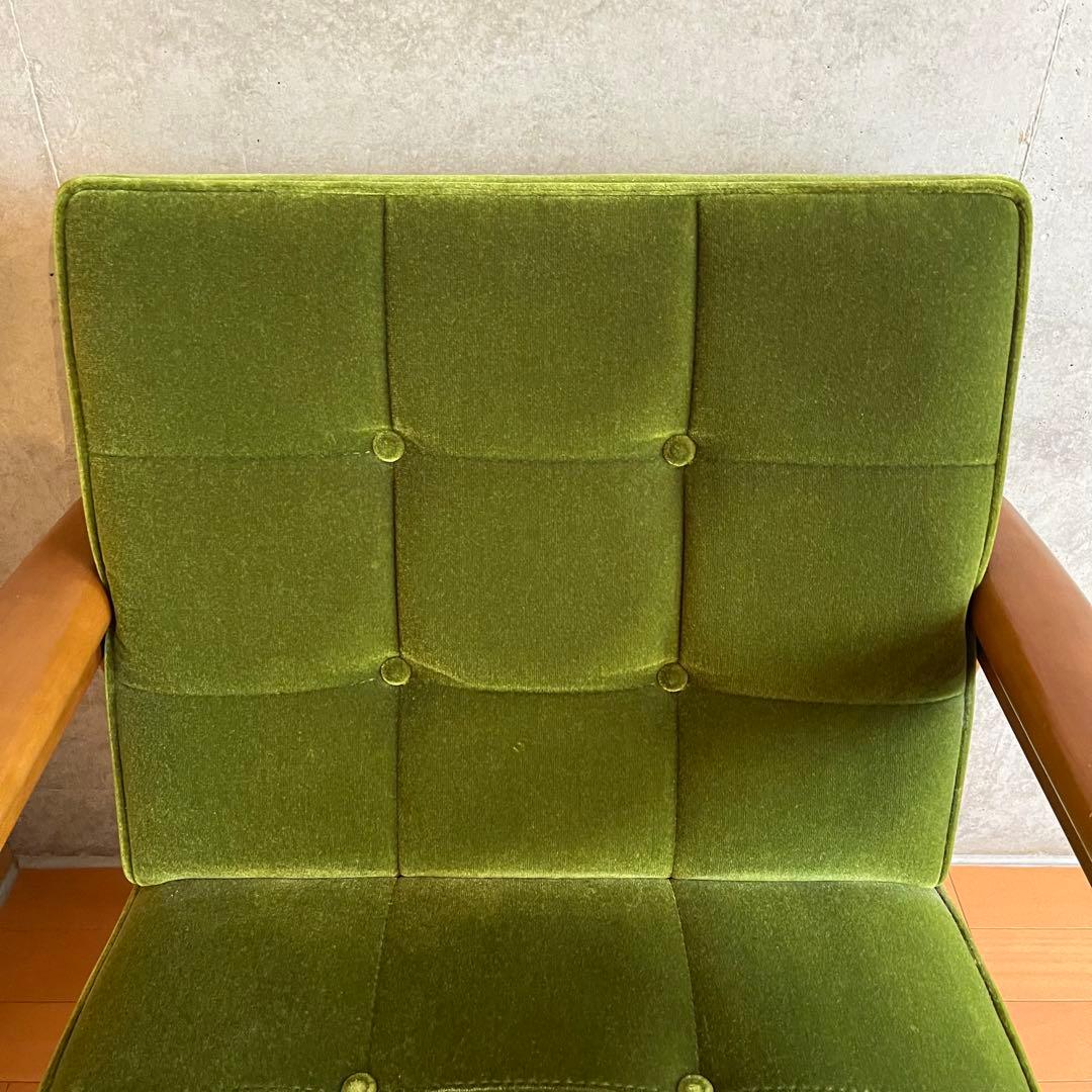 カリモク60 一人掛けソファ　モケットグリーン