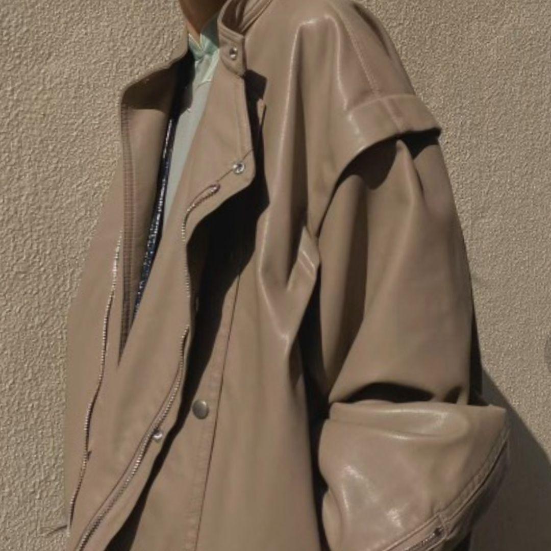 ✨新品✨タグ付✨Ameri ベージュ レザー シングルライダース