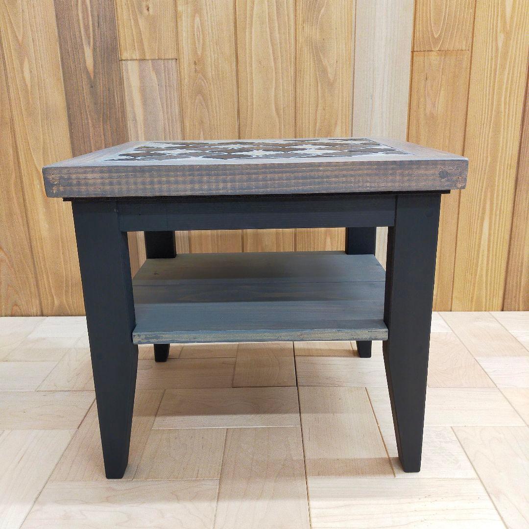 【新作】オシャレなランタンタイルの木製サイドテーブル ★ソファーに★ローテーブル