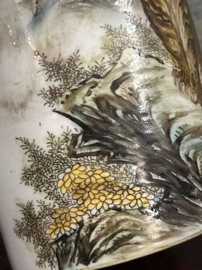 清時代置物　中国美術　古董品　時代物　筆筒焼物