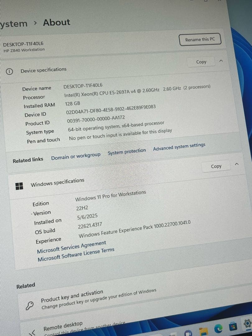 サーバー HP Z840,Quadro P4000,E5 2697A V4( 2 CPU)