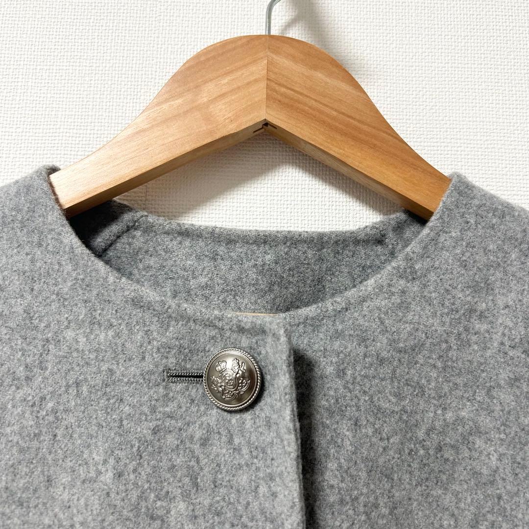 新品未使用✨23区 ウールリバー ノーカラーコート グレー　2024AW