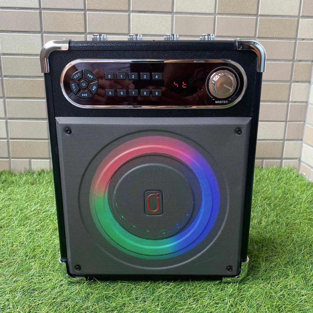 JYX-S55ポータブルカラオケセット LEDライト 2本マイク付き